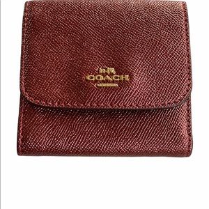 NWOT Metallic Maroon Coach Wallet